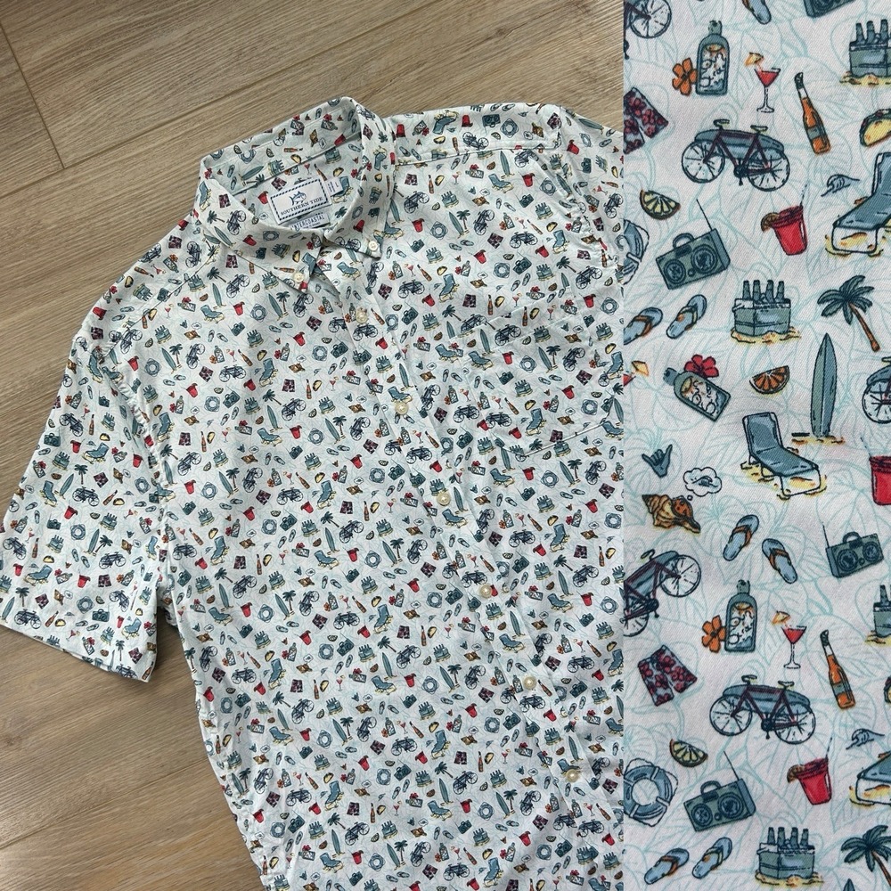 Southern Tide Intercoastal Large Beach AOP Button Down Summer Beach Shirt
